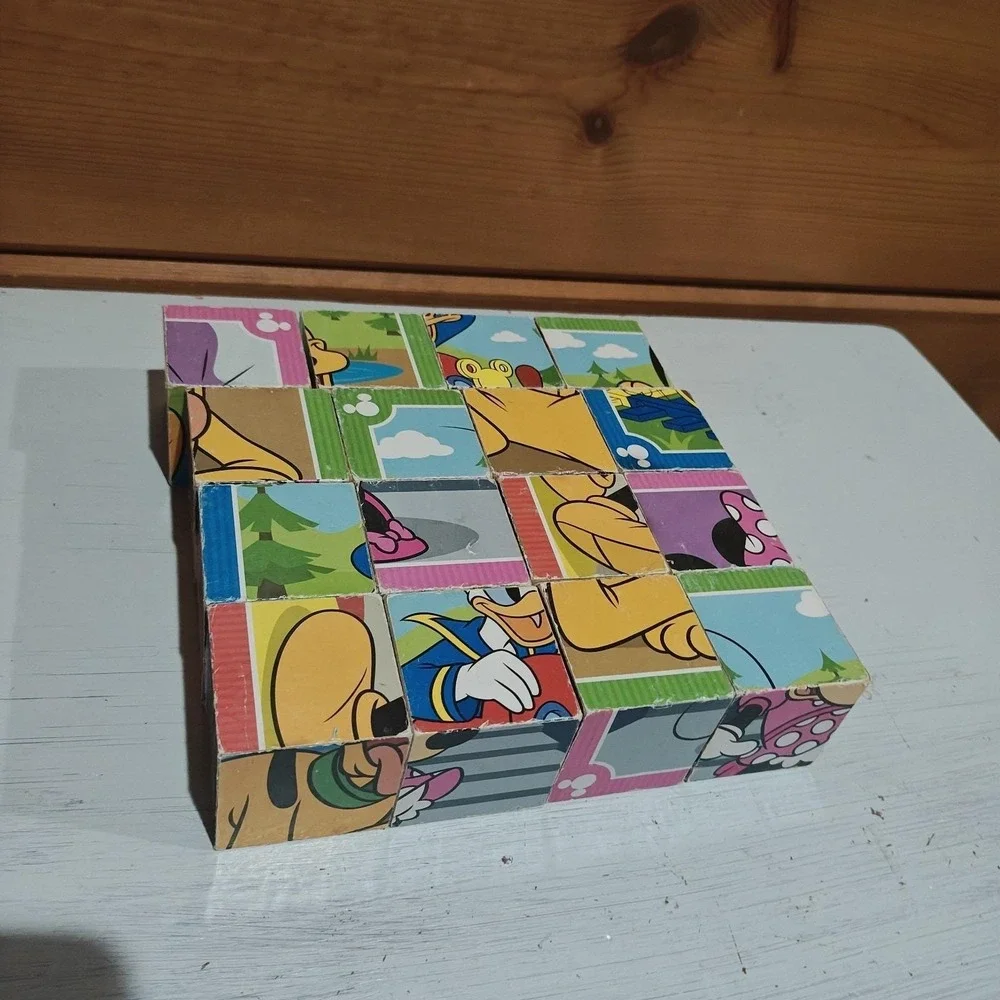 Disney Melissa & Doug MICKEY & FRIENDS Wooden Cube Puzzle 16 pieces 6 puzzles B3